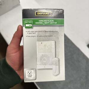 Defiant Wireless Plug-In Doorbell Kit with LED Night Light and Wireless Push But